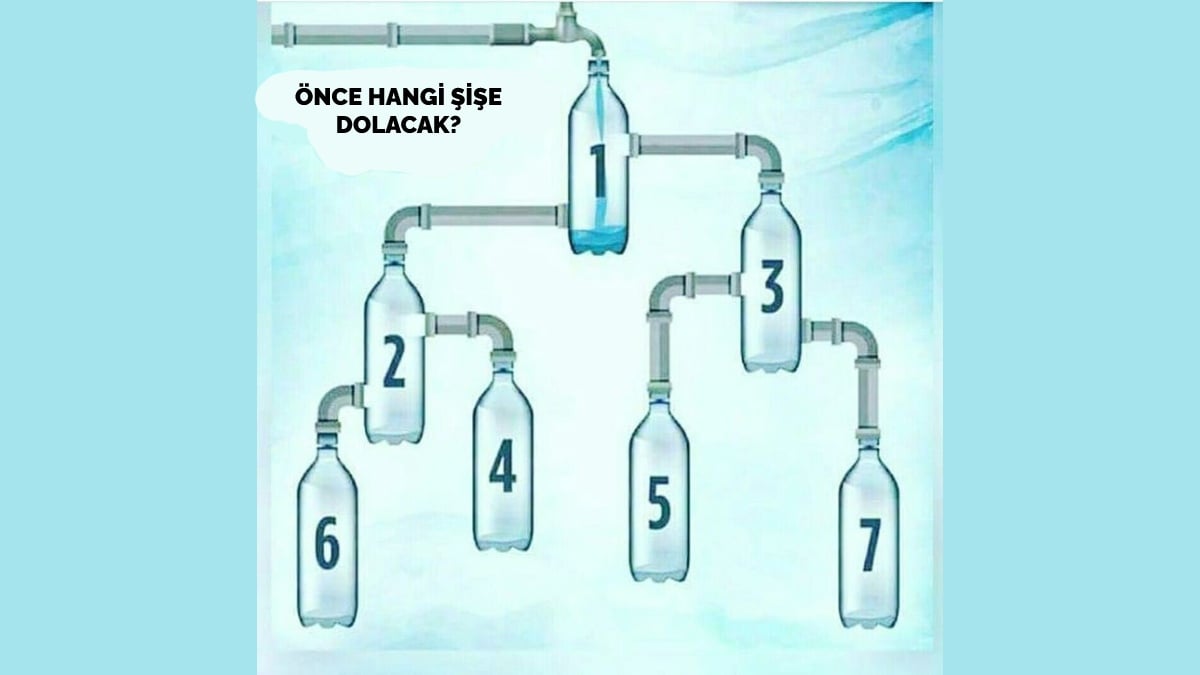 İnsanların çoğu cevabı bulamıyor! Hangi şişenin önce dolacağını bulanların IQ'su 140 üstünde çıkıyor